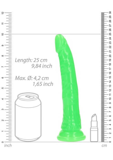 Slim Realistic Dildo with Suction Cup - Glow in the Dark - 9'' / 22,5 cm - dildo analne