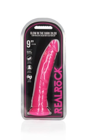 Slim Realistic Dildo with Suction Cup - Glow in the Dark - 9'' / 22,5 cm - dildo analne