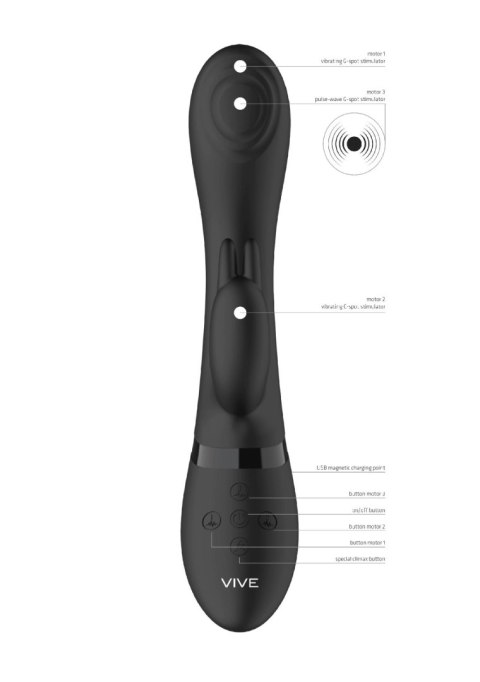 VIVE Cato Pulse G-spot Rabbit Black - Wibrator króliczek