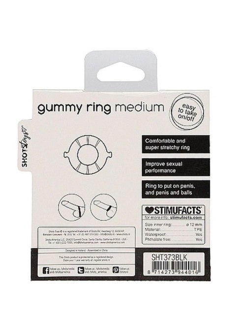 Gummy Ring - Medium - Black - pierścień erekcyjny