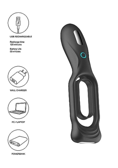 N0. 88 - Vibrating Rechargeable Cock Ring - Black - WIbrujący pierścień erekcyjny