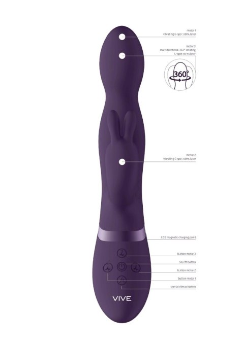 VIVE Niva - 360degrees Rabbit - Purple - Wibrator króliczek