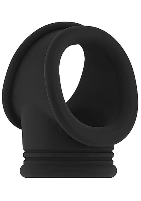 No.48 - Cockring with Ball Strap - Black - pierścień erekcyjny