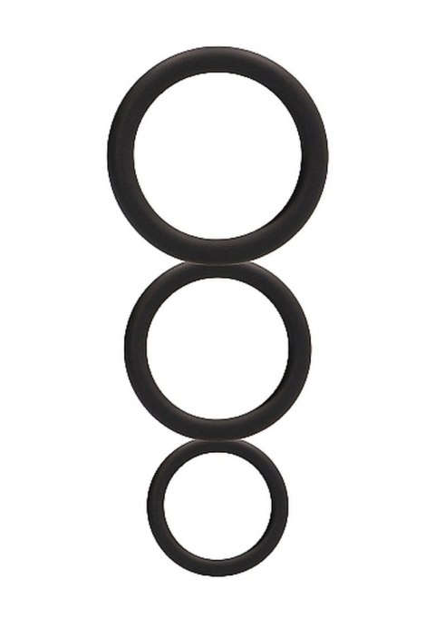 Round Cock Ring Set - Black - pierścień erekcyjny