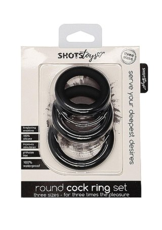 Round Cock Ring Set - Black - pierścień erekcyjny