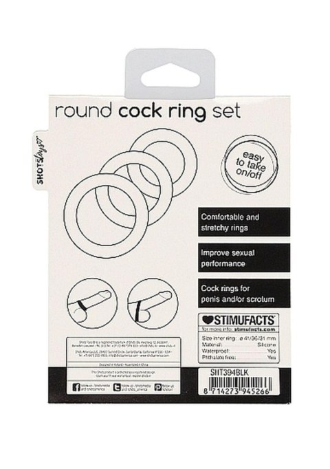 Round Cock Ring Set - Black - pierścień erekcyjny