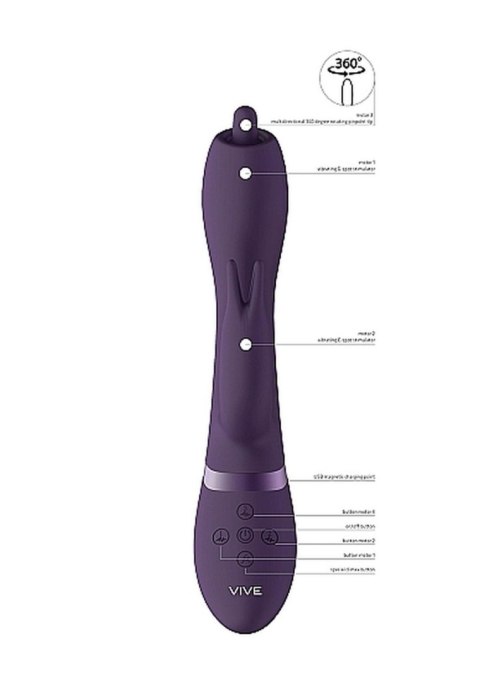 VIVE Nilo - Pinpoint Rotating G-spot Rabbit - Purple - Wibrator króliczek